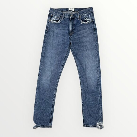 AGOLDE Los Angeles Toni Womens Stretch Distressed Denim Jeans Mid Rise Jean - Picture 1 of 8